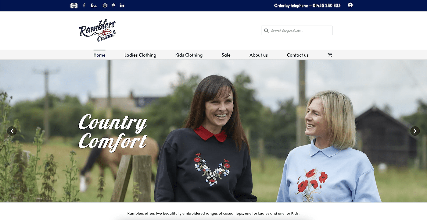 Trade clothing website design and ecommerce site in wordpress by Envious Digital