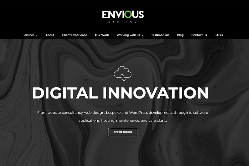 Envious Digitals new wordpress website design home page